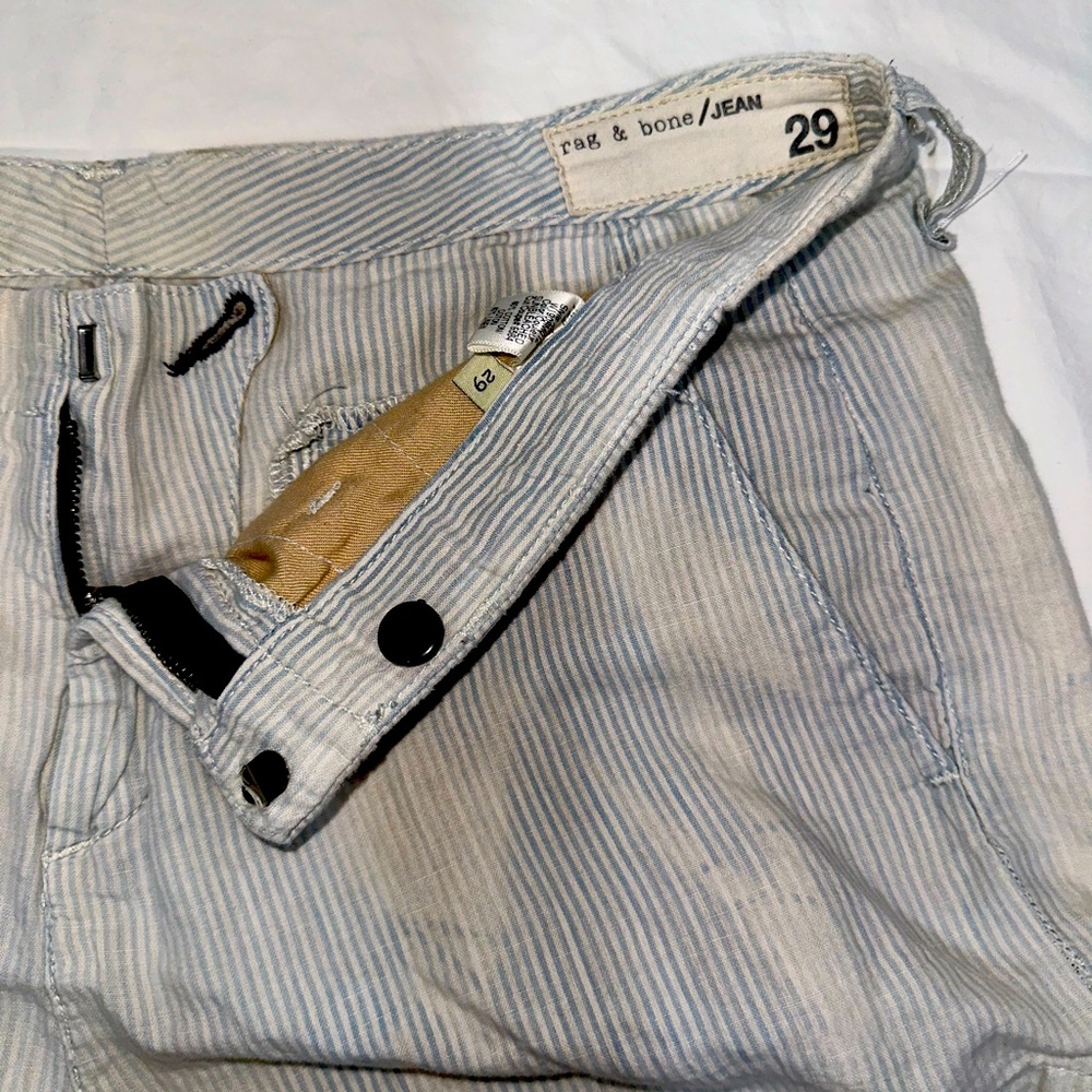rag & bone cotton linen striped bleached shorts